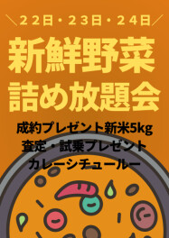 22日からの３連休は秋の野菜詰め放題大会です！ぜひお越しください